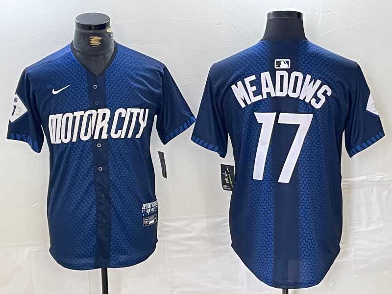 Mens Detroit Tigers #17 Parker Meadows Navy 2024 City Connect Cool Base Limited Stitched Jersey